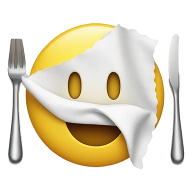 smiley emoji wiping his mouth with a napkin after good meal sticker