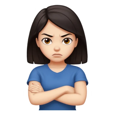 very angry arms crossed girl with dark hair sticker