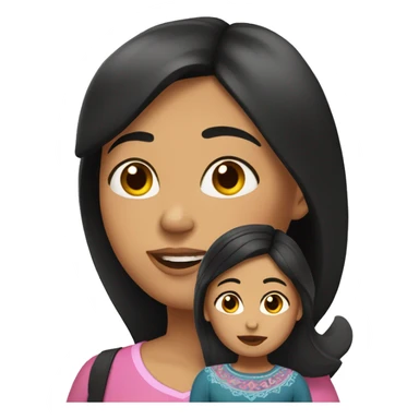 Mexican Mom with short black hair and daughter with LONG BROWN hair sticker