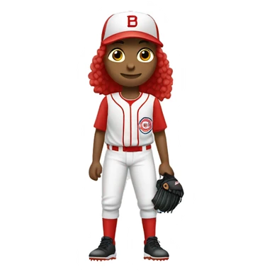 Crea una persona con color de cabello pelirrojo y que esté entrenando béisbol sticker