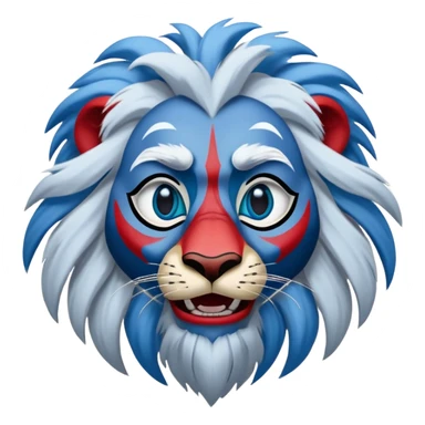 "Create a cartoon-style emoji of Rafiki's face from The Lion King. He should have his iconic blue and red facial markings, wise and playful eyes, a long white beard, and gray fur. The emoji should be round, expressive, and colorful, capturing Rafiki’s mystical and joyful personality. The background should be transparent." sticker