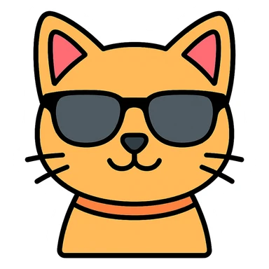 cat wearing sunglasses color icon sticker