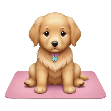 Sassy Golden retriever puppy on light pink yoga mat sticker