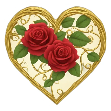 gold vine heart border with red roses goth style sticker