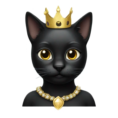 Black cat wearing golden tiara mask sticker