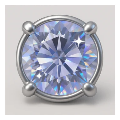 Make it 3D emoji style: add a silver jewelry setting to the round cut white diamond with holographic shine and sparkles sticker
