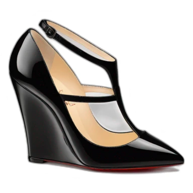 WEDGE heel LOUBOUTIN black leather PATENT sticker