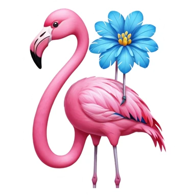 Flamingo with a blue Bahamas flower on its head sticker