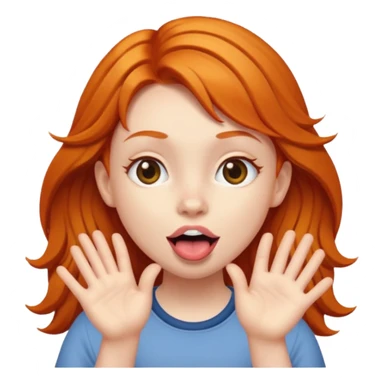Ginger girl with hands to the side and tongue out sticker