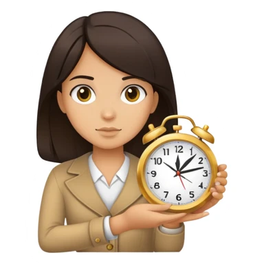 tan girl with a clock sticker