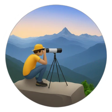 A person with binoculars looking at a mountain sticker