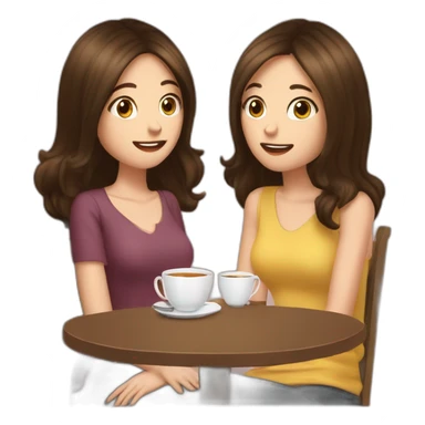 gossip over tea two girl friend (brunette and brown-haired ) sticker
