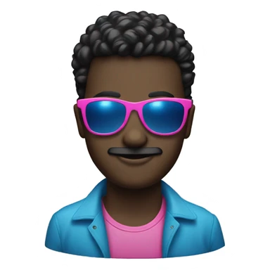 Black can with big blue ayes and pink sunglasses  sticker