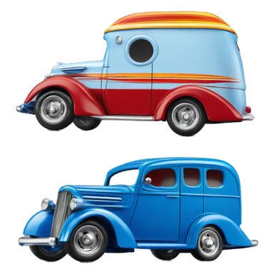 Hot wheels style, hot rod caravan,1937, with trailer, blue  sticker