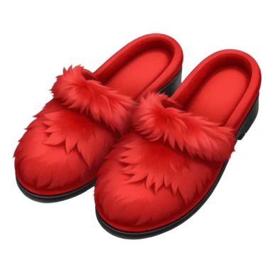 red slippers with red fur sticker