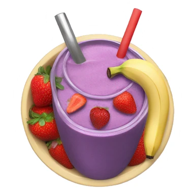 Purple smoothie in a bowl with strawberries and bananas  sticker