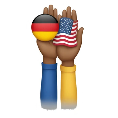 holding america and german flag in two hands sticker