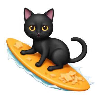 Black cat surfing on a wave of cheese  sticker