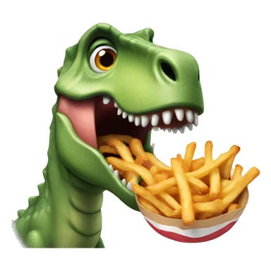 Dinosaur eating a fry sticker