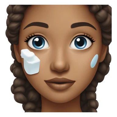 White Skin care on white freackles skin of a brunett blue eyed girl using skin care products the text on it is caudalie and ordinary brand sticker