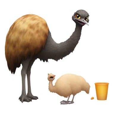 Torty cat feeding an ostrich  sticker