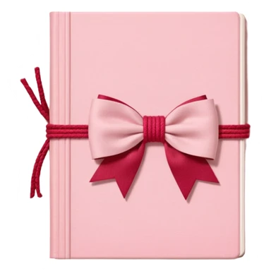 Junk journaling aesthetic book cover, tactile fabric textures, classic framing
Red yarn bow as focal point, soft shadows, calm pastel pink backdrop
Elegant, cozy, artistic, high-end print design sticker