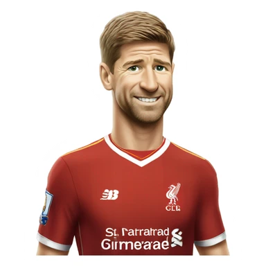 Steven Gerrard in a Liverpool kit slipping over sticker