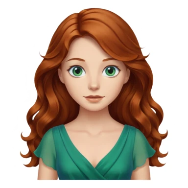 Long wavy Auburn hair woman blue eyes wearing green dress sticker