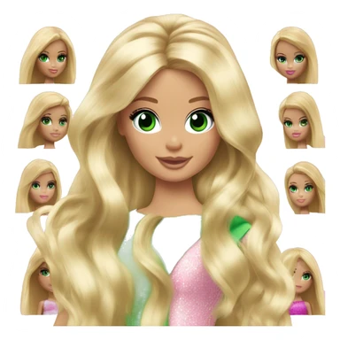 barbie princess green eyes long blond hair sticker