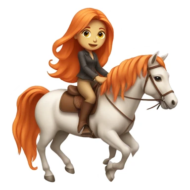 Tan girl with long orange hair riding a horse sticker