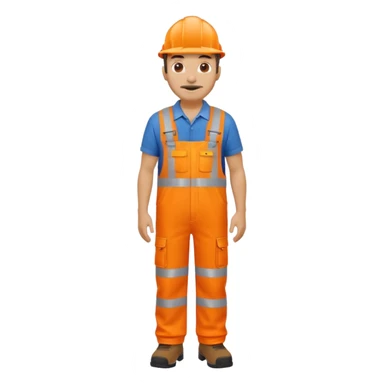 mature engineer hi-vis orange overalls standing full body sticker