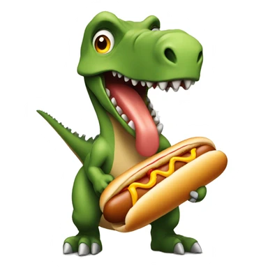 Dinosaur holding a hot dog with lots of mustard pnit sticker