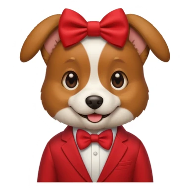 dog with bow in red suit. sticker