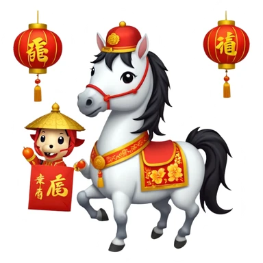 help me develop 10 emoji stickers, for CNY, cartoon horse stickers sticker