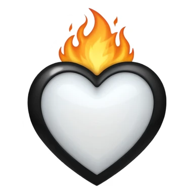 White heart with black flame covered on it sticker