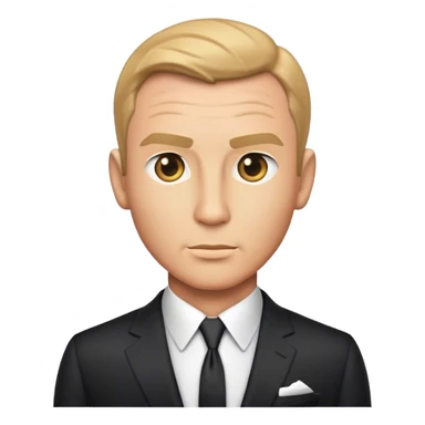 Cinematic Realistic James Bond Portrait Emoji, depicted as a suave, sophisticated secret agent in a tailored suit with a cool, composed gaze and an air of stealth and charm, rendered with crisp textures and dynamic cinematic lighting that captures his timeless espionage allure. sticker