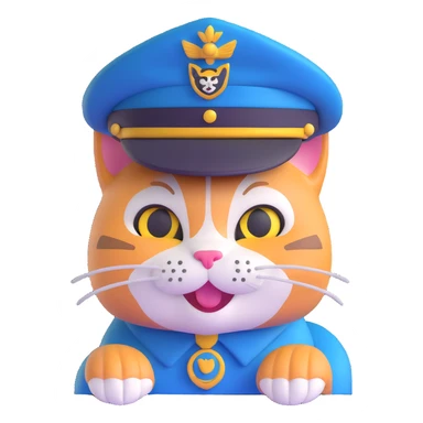 smirking cat wearing a cadet hat sticker