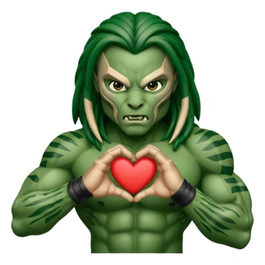 predator from the movie predator making heart sign with hands sticker