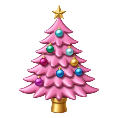 pink christmas tree with pretty ornaments sticker