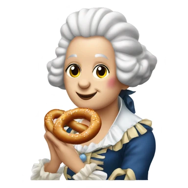 George Washington dressed like Marie Antoinette eating a pretzel  sticker