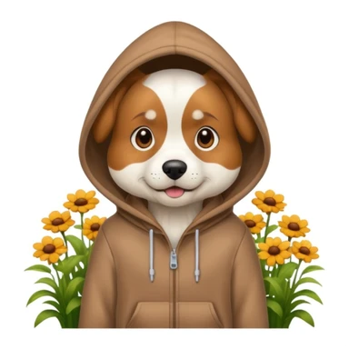 dog in a hoodie, garden background sticker