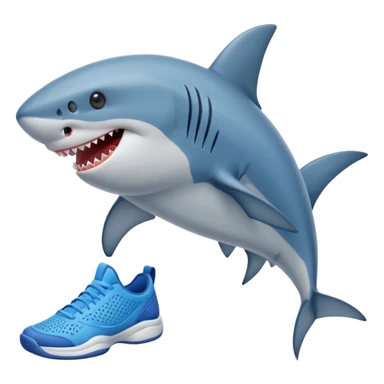 Un requin qui porte des chaussures de tennis bleu sticker