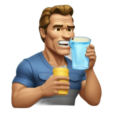 Arnold Schwarzenegger drinking water in a jug sticker