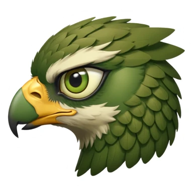 close up of just the eye and nothing else at the side profile of the face of a green hawk that is looking away from the camera sticker