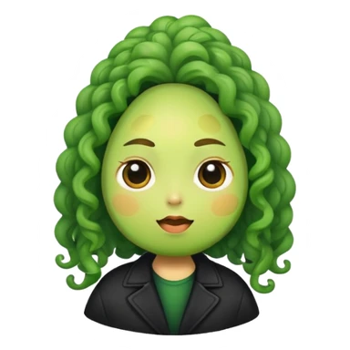 avocado with curly hair and black jacket sticker
