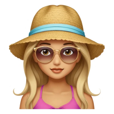 pretty girl with long hair and highlights makeup 🐬 at the beach. 🏝️ sticker