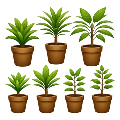 plantas en macetas rectangulares color café sticker
