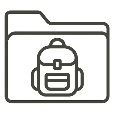 simple modern folder icon for 'school', no gradient, symbol of a school backpack, clear lines, neutral colors sticker
