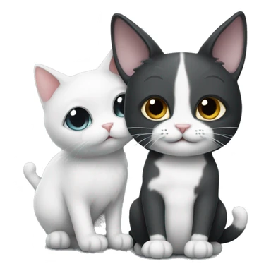 black and white cat with dark grey bunny sticker