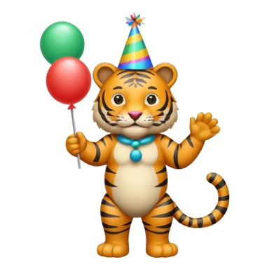 Party Tiger with a party hat and a party popper full body sticker